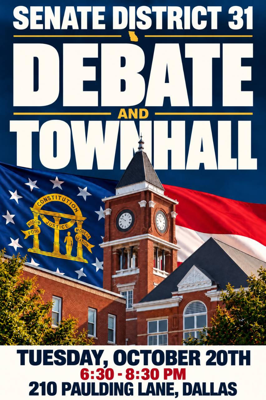 Senate District 31 Debate and Town Hall flyer